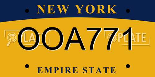OOA771 New York License Plate
