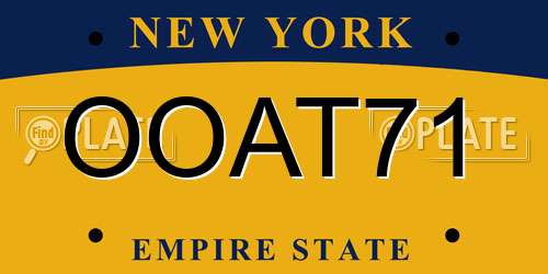 OOAT71 New York License Plate