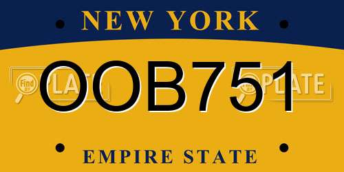 OOB751 New York License Plate