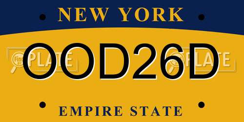 OOD26D New York License Plate