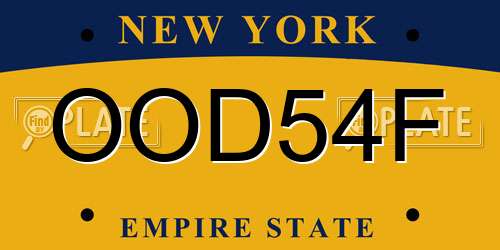 OOD54F New York License Plate