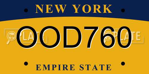 OOD760 New York License Plate