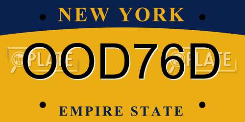OOD76D New York License Plate