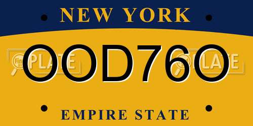 OOD76O New York License Plate