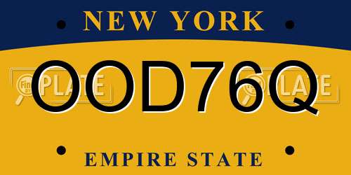 OOD76Q New York License Plate