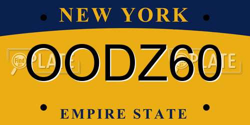OODZ60 New York License Plate