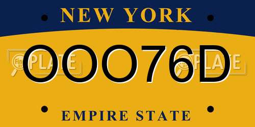OOO76D New York License Plate