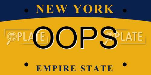 OOPS New York License Plate