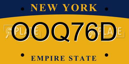 OOQ76D New York License Plate