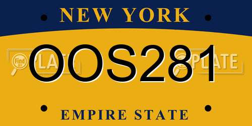 OOS281 New York License Plate
