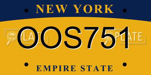 OOS751 New York License Plate