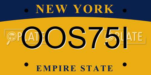 OOS75I New York License Plate