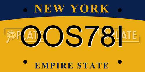OOS78I New York License Plate