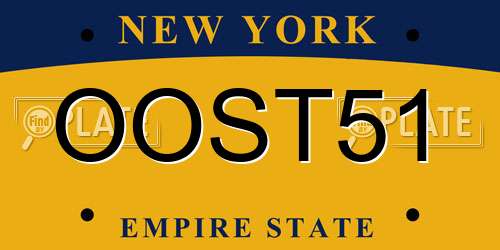 OOST51 New York License Plate