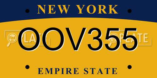 OOV355 New York License Plate