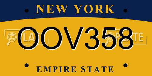 OOV358 New York License Plate