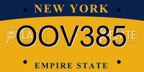 OOV385 New York License Plate