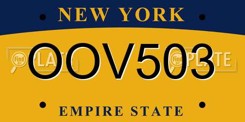 OOV503 New York License Plate