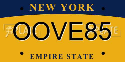 OOVE85 New York License Plate