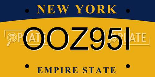 OOZ95I New York License Plate