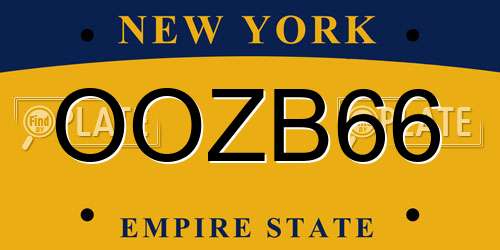 OOZB66 New York License Plate