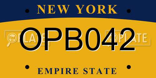 OPB042 New York License Plate