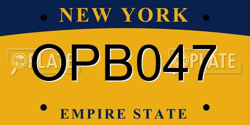 OPB047 New York License Plate