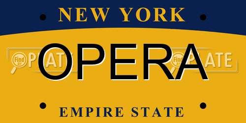 OPERA New York License Plate