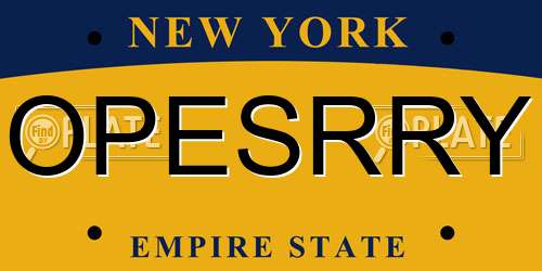 OPESRRY New York License Plate