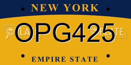 OPG425 New York License Plate