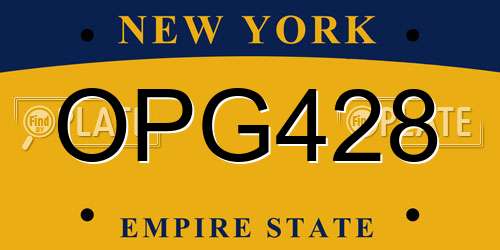 OPG428 New York License Plate