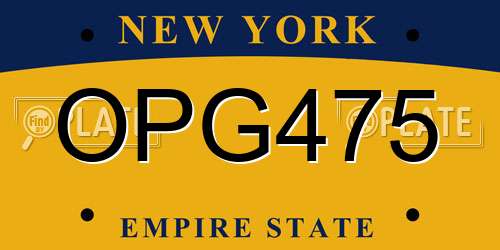 OPG475 New York License Plate