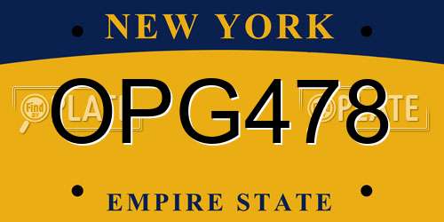 OPG478 New York License Plate
