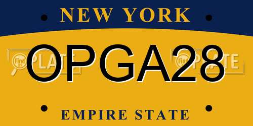 OPGA28 New York License Plate