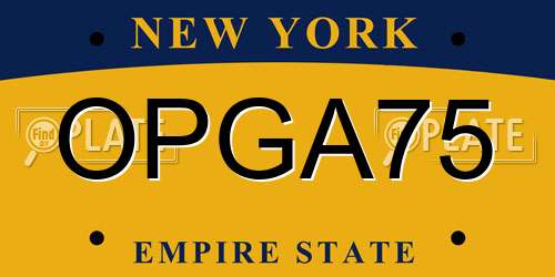 OPGA75 New York License Plate