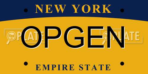 OPGEN New York License Plate