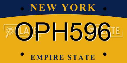 OPH596 New York License Plate