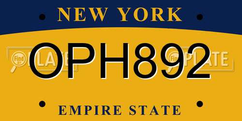 OPH892 New York License Plate