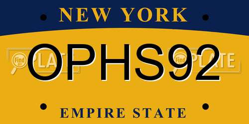 OPHS92 New York License Plate