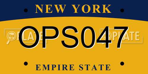 OPS047 New York License Plate
