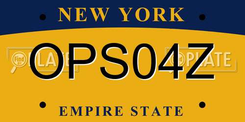 OPS04Z New York License Plate