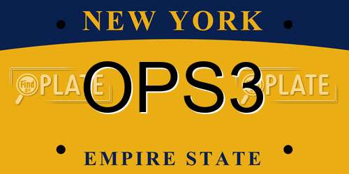 OPS3 New York License Plate