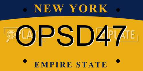 OPSD47 New York License Plate