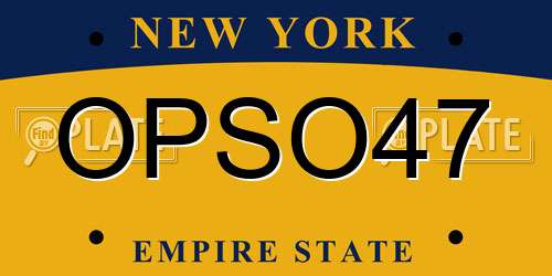 OPSO47 New York License Plate