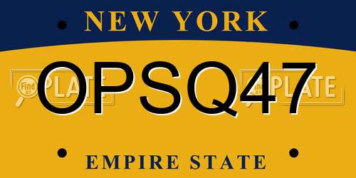 OPSQ47 New York License Plate