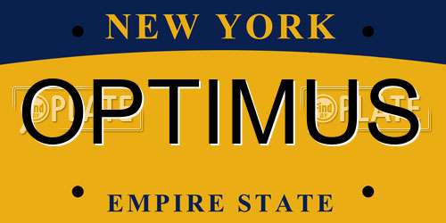 OPTIMUS New York License Plate