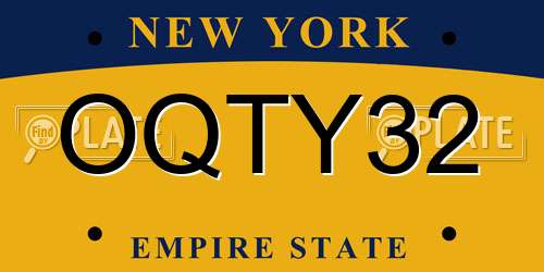 OQTY32 New York License Plate
