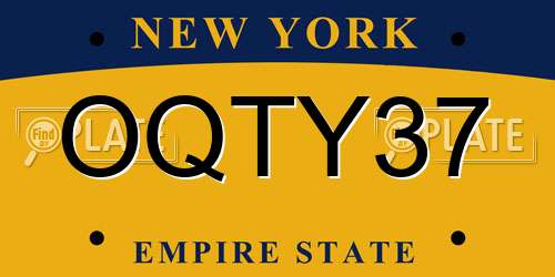 OQTY37 New York License Plate