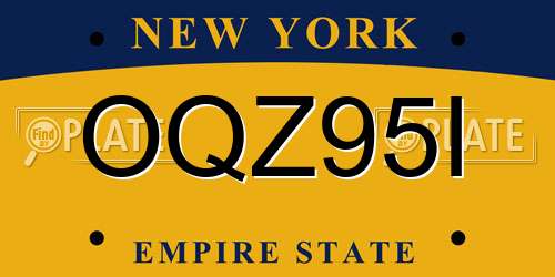 OQZ95I New York License Plate