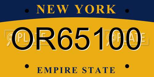 OR65100 New York License Plate